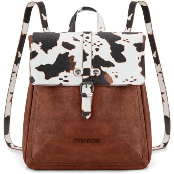 Womens Medium Backpack Convertible Brown Cow main image 4